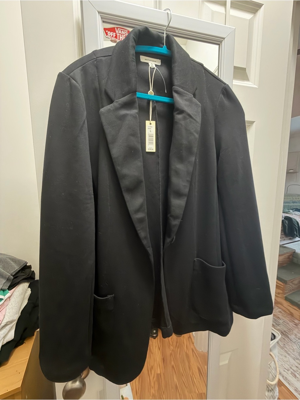 Max Studio Black Open-Front Blazer Jacket